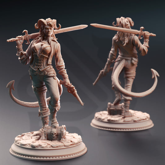 Syntheia the Daring - Tiefling Scoundrel - Front