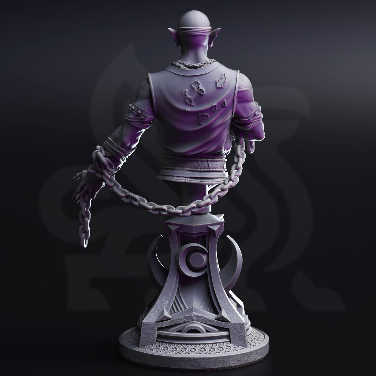 Uxas the Reborn - Drow Lunar Monk BUST - Back