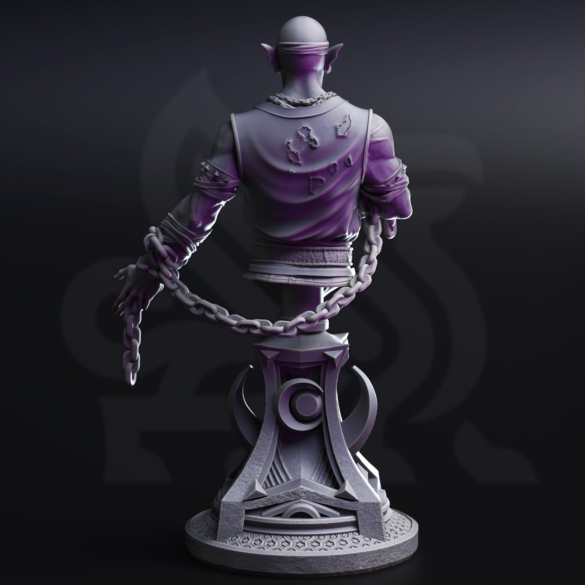 Uxas the Reborn - Drow Lunar Monk BUST - Back