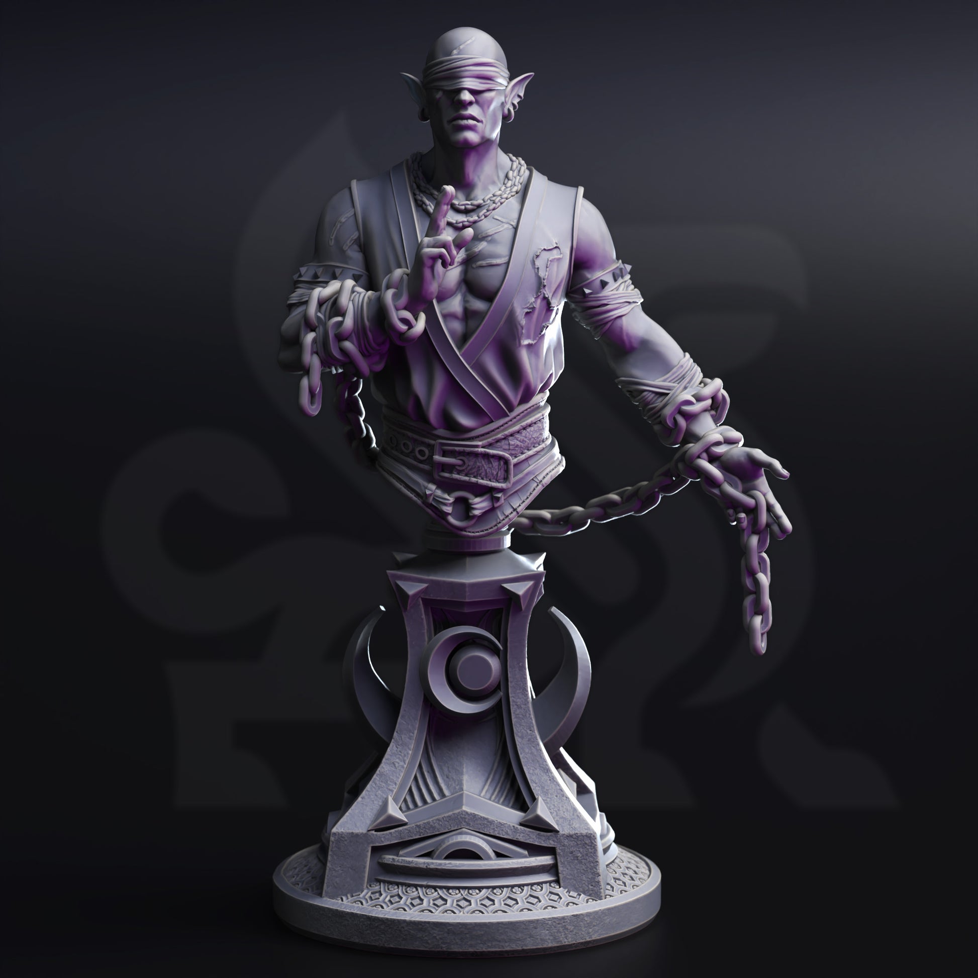 Uxas the Reborn - Drow Lunar Monk BUST - Front